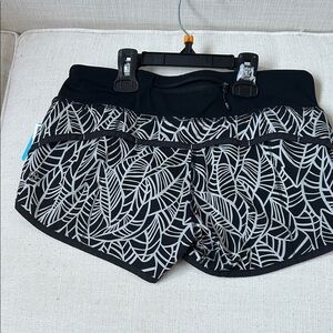 lululemon athletica Black and White Patterned Athletic Shorts